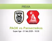 Pronóstico PAOK Panserraikos (01 febrero 2026)