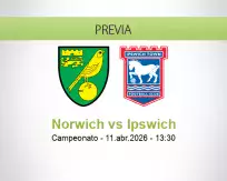Pronóstico Norwich Ipswich (11 abril 2026)