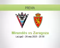 Pronóstico Mirandés Zaragoza (26 septiembre 2025)