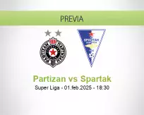 Pronóstico Partizan Spartak (01 febrero 2025)