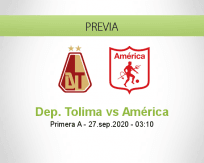 Pronóstico Deportes Tolima América de Cali (26 septiembre 2020)
