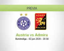 Pronóstico Austria Viena Admira (02 junio 2020)