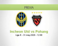 Pronóstico Incheon United Pohang Steelers (31 mayo 2020)
