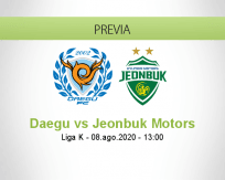 Pronóstico Daegu Jeonbuk Motors (08 agosto 2020)