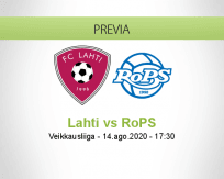 Pronóstico FC Lahti RoPS Rovaniemi (14 agosto 2020)