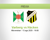 Pronóstico Varberg Häcken (13 agosto 2020)