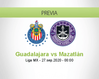 Pronóstico Guadalajara Mazatlán (26 septiembre 2020)