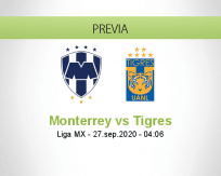 Pronóstico Monterrey Tigres UANL (26 septiembre 2020)