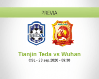 Pronóstico Tianjin Teda Wuhan Zall (28 septiembre 2020)