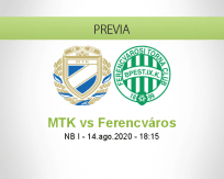 Pronóstico MTK Ferencváros (14 agosto 2020)