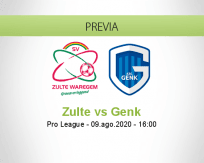 Pronóstico Zulte-Waregem Genk (09 agosto 2020)