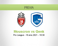 Pronóstico Mouscron Genk (16 enero 2021)