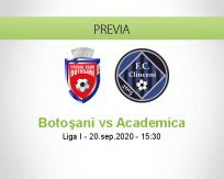 Pronóstico Botoşani Academica Clinceni (20 septiembre 2020)