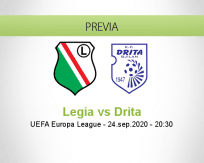 Pronóstico Legia Warszawa Drita (24 septiembre 2020)