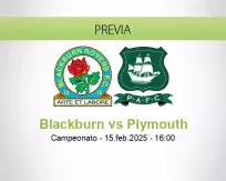 Pronóstico Blackburn Plymouth (15 febrero 2025)