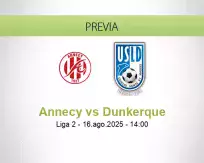 Pronóstico Annecy Dunkerque (16 agosto 2025)