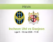 Pronóstico Incheon Utd Daejeon (18 marzo 2026)