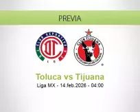Pronóstico Toluca Tijuana (14 febrero 2026)