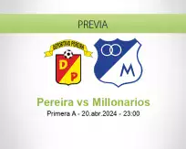 Pronóstico Pereira Millonarios (20 abril 2024)