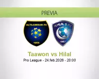 Pronóstico Taawon Hilal (24 febrero 2026)
