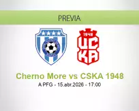 Pronóstico Cherno More CSKA 1948 (15 abril 2026)