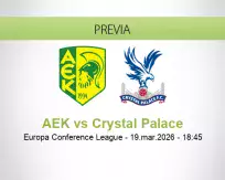Pronóstico AEK Crystal Palace (19 marzo 2026)