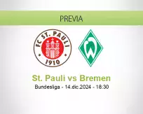 Pronóstico St. Pauli Bremen (14 diciembre 2024)