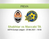 Pronóstico Shakhtar Maccabi TA (25 febrero 2021)