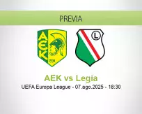 Pronóstico AEK Legia (07 agosto 2025)