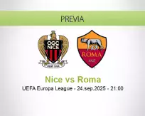 Pronóstico Nice Roma (24 septiembre 2025)