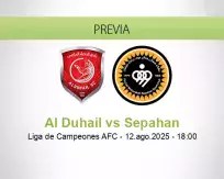 Pronóstico Al Duhail Sepahan (12 agosto 2025)