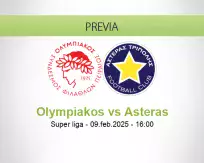 Pronóstico Olympiakos Asteras (09 febrero 2025)