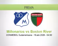 Pronóstico Millonarios Boston River (16 abril 2026)