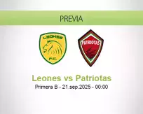 Pronóstico Leones Patriotas (20 septiembre 2025)