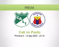 Pronóstico Cali Pasto (14 septiembre 2025)