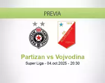 Pronóstico Partizan Vojvodina (04 octubre 2025)