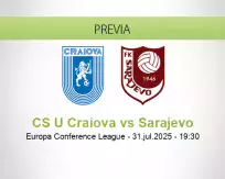 Pronóstico CS U Craiova Sarajevo (31 julio 2025)