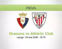 Pronóstico Osasuna Athletic Club (03 enero 2026)