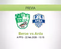 Pronóstico Beroe Arda (22 febrero 2026)