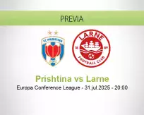 Pronóstico Prishtina Larne (31 julio 2025)