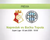 Pronóstico Napredak Bačka Topola (03 abril 2026)
