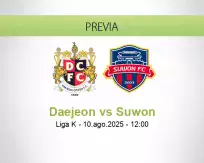 Pronóstico Daejeon Suwon (10 agosto 2025)