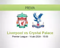 Pronóstico Liverpool Crystal Palace (14 abril 2024)