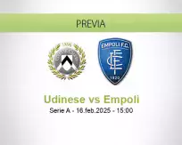 Pronóstico Udinese Empoli (16 febrero 2025)