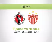 Pronóstico Tijuana Necaxa (31 agosto 2025)