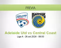 Pronóstico Adelaide Utd Central Coast (26 octubre 2024)