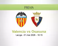 Pronóstico Valencia Osasuna (01 marzo 2026)