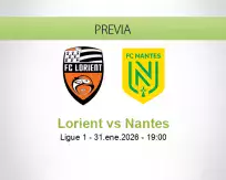 Pronóstico Lorient Nantes (31 enero 2026)