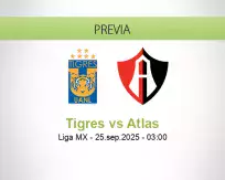 Pronóstico Tigres Atlas (24 septiembre 2025)