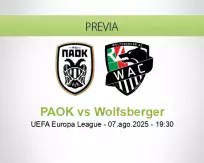 Pronóstico PAOK Wolfsberger (07 agosto 2025)